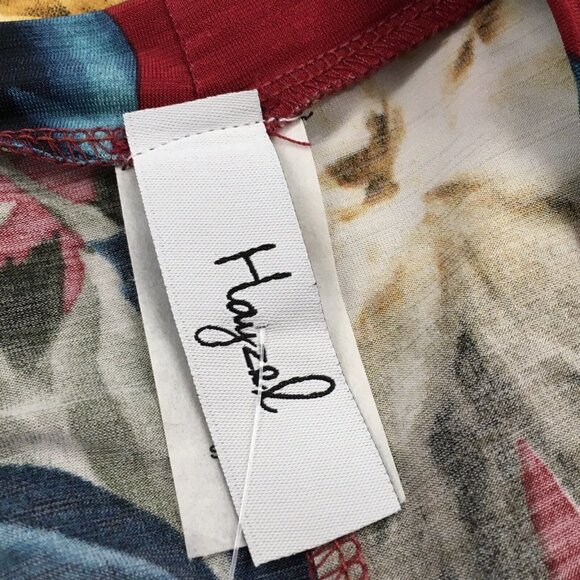 Floral Tunic Top Women Size Small Summer Red Tropical Bell Sleeve Flowy - Picture 8 of 11